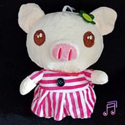 Мягкая игрушка с музыкой Свинья большие глаза 19см фото