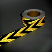 Светоотражающая лента, самоклеящаяся, желто-черная, 5 см х 25 м фото
