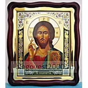 Икона Спаситель 10, в фигурном киоте, с багетом Храмовая, 43х50 фото