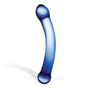 Синий изогнутый фаллоимитатор Curved G-Spot Glass Dildo - 16 см. фото
