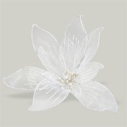 Декор Цветок из органзы белый с блеском фотография