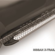 Пороги алюминиевые Standart Silver для Nissan X-TRAIL (2015) AL-NXT15-05 фото