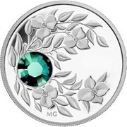 Монета с зелёным кристаллом Изумруд, серебро фото
