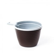 Чашка коричнево-белая 180 мл, 50 шт (Стиролпаст) фото