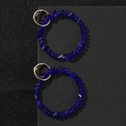 Серьги со стразами 'Бриз' два кольца, цвет синий в золоте фотография