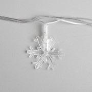 Гирлянда 'Нить' 5 м с насадками 'Снежинки большие', IP20, прозрачная нить, 20 LED, свечение мульти, мигание, фото