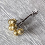 Букетик глиттерных шариков на проволоке, 6 штук, цвет Золотой фотография