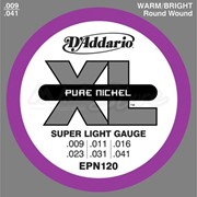 Струны для электрогитары D'Addario EPN120 XL Pure Nickel Super Light (6 струн .009-.041) фото
