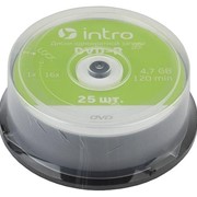 Оптические диски Intro DVD-R INTRO 16X 4, 7GB Cakebox 25