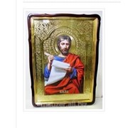 Икона Евангелист Лука, в фигурном киоте, с багетом Храмовая 80х110 фотография