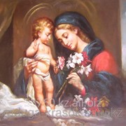 Картина стразами Дева с ребенком и цветами - 45х55см фотография