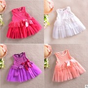 Платья детские Free shipping! Wholesale 5 sets/lot.Lace dresses of the girls.Girls vest dress with short sleeves in summer.Children's clothes., код 1585802434 фотография