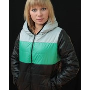 Куртка женская на синтепоне теплая с салатовой полоской 04/5 фото
