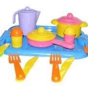 Набор детской посуды Настенька с подносом на 4 персоны фотография
