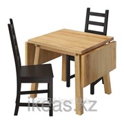 Стол и 2 стула, дуб, коричнево-чёрный МОККЕЛЬБЮ,КАУСТБИ фото