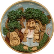 Тарелка глиняная сувенирная расписная (Опошня) фото