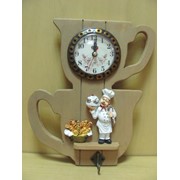 Коллаж кухонный с часами Чайник с чашкой /богатый урожай/ с крючком, арт. 436-3 фото