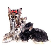 Фигурка декоративная Йокширский терьер со щенками фото