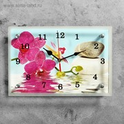 Часы настенные, серия: Цветы, “Сиреневые орхидеи и камни“, 20х30 см, микс фото