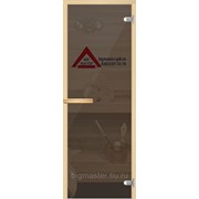 Дверь Бронза / серое / прозрачное 8мм, 7х19, коробка - осина срощенная, ручка прямоугольная, петля 75