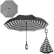 Зонт наоборот полосы чёрный фото
