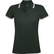 Рубашка поло женская PASADENA WOMEN 200 с контрастной отделкой зеленая с белым, размер L фото