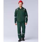 Костюм Респект (тк.Саржа,250) п/к, т.зеленый/оранжевый (64-66; 170-176) фото