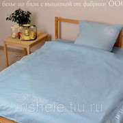 Комплект постельного белья с вышивкой из бязи , модель 21-13 (Евро, белый)