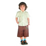 Рубашка для мальчика полоска узкая зеленая фото