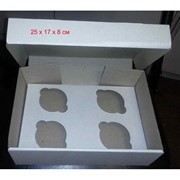 Коробка 25х17х8 картонная на 4 капкейка/кекса