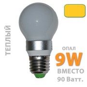 Лампа G50/9W 3300К, Опал. Светодиодная Цоколь E27, 220Вт., 9Ватт, 700Лм., 360 градусов, 3300К, опал. фото