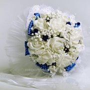Букет для невесты №12, белый/синий фото