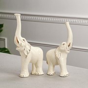 Набор статуэток “Слоны“, 2 предмета, белый, золотистая роспись фото