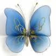 Бабочка декоративная для штор и тюлей большая синяя 20*18 см фурнитура фото