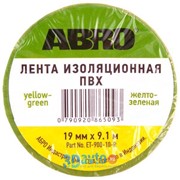 Изолента 19мм*9,1м ABRO ПВХ желто-зеленая