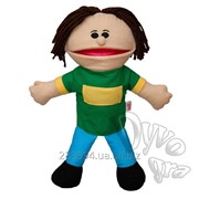Мягкие куклы-перчатки Puppets для психотерапии и развития общения, мальчик в зеленом фото