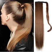 Длинные прямые хвостики женские синтетические Волосы расширения 6 цветов Волшебный клипсы ленты в Волосышт фотография