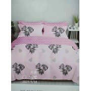 Двуспальный комплект постельного белья из сатина “Alorea A+B“ Светло-розовый с черными веточками и розовый с фотография