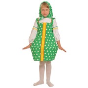 Карнавальный костюм для детей Карнавалофф Матрешка зеленая текстиль детский, XS (92-110 см)