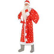 Костюм "Дед Мороз из плюша", шуба, шапка, рукавицы, пояс, мешок 52-54