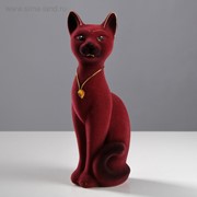 Копилка “Кот Кузя“, покрытие флок, бордовая, 28 см фото