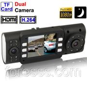 Видеорегистратор X4000 HD, 2 камеры, ИК подсветка фото