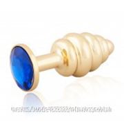 Анальная Пробка Butt Plug Gold, цвет синий фотография