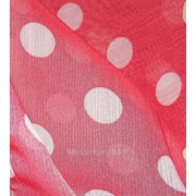 Ткань Креп нежно-красного цвета в горошек фото
