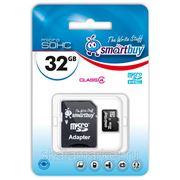 Micro SDHC карта памяти Smart Buy 32GB Class 4 (с адаптером SD)