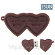 USB Flash накопитель - Двойное шоколадное сердце (16 GB) фото
