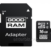 Карта памяти MicroSDHC 16GB Class 4 GOODRAM + SD adapter (M40A-0160R11) фото