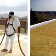 Напыление теплоизоляции из пенополиуретана на поверхность стен, крыш (минимальная толщина 50мм). фото
