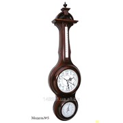 Часы в деревянном корпусе с барометром и термометром, модель №5
