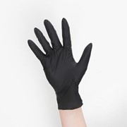 Перчатки хозяйственные нитриловые Household Gloves, текстурированные на пальцах, размер М, 3 гр, цвет чёрный фото